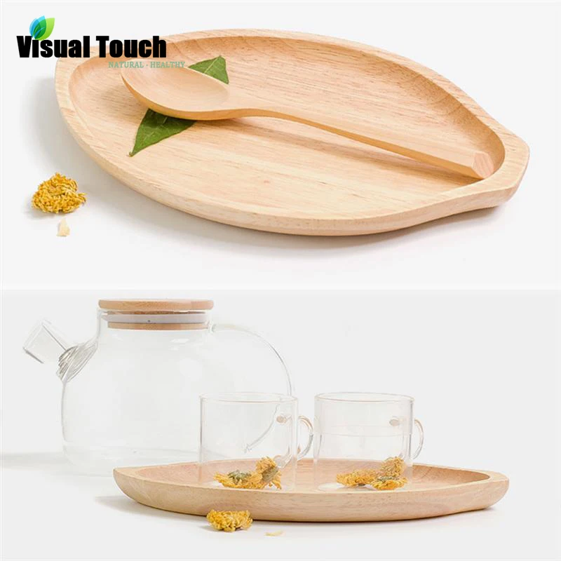 Тарелки для завтрака из резины и дерева в форме листьев|Блюдца тарелки| |