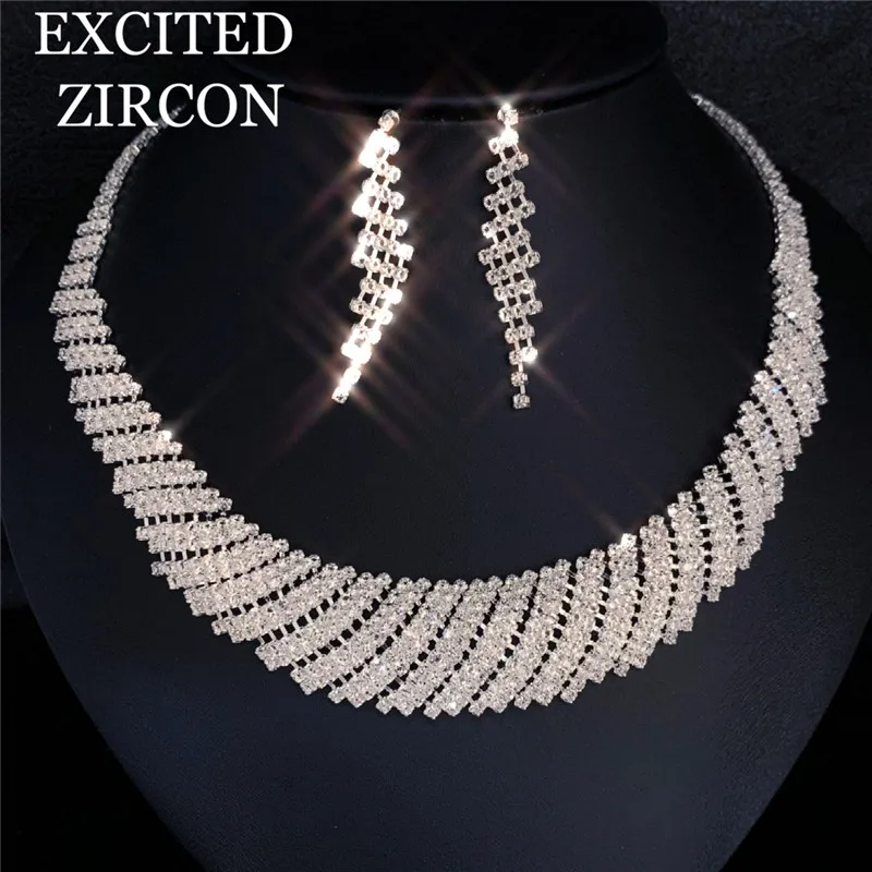 Bling Стразы модное ожерелье с кисточками ювелирный набор женское роскошное