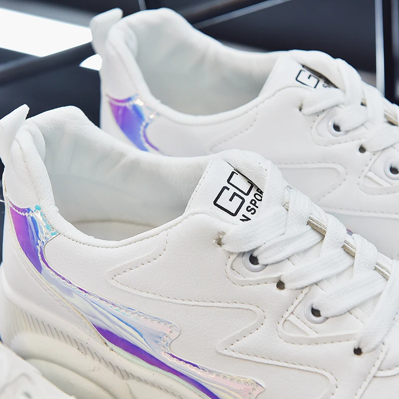 

New White Sneakers Women Shoes Ulzzang Chunky Sneakers Platform Vulcanize Shoes Woman Tenis Feminino Breathable PU Dad Shoes