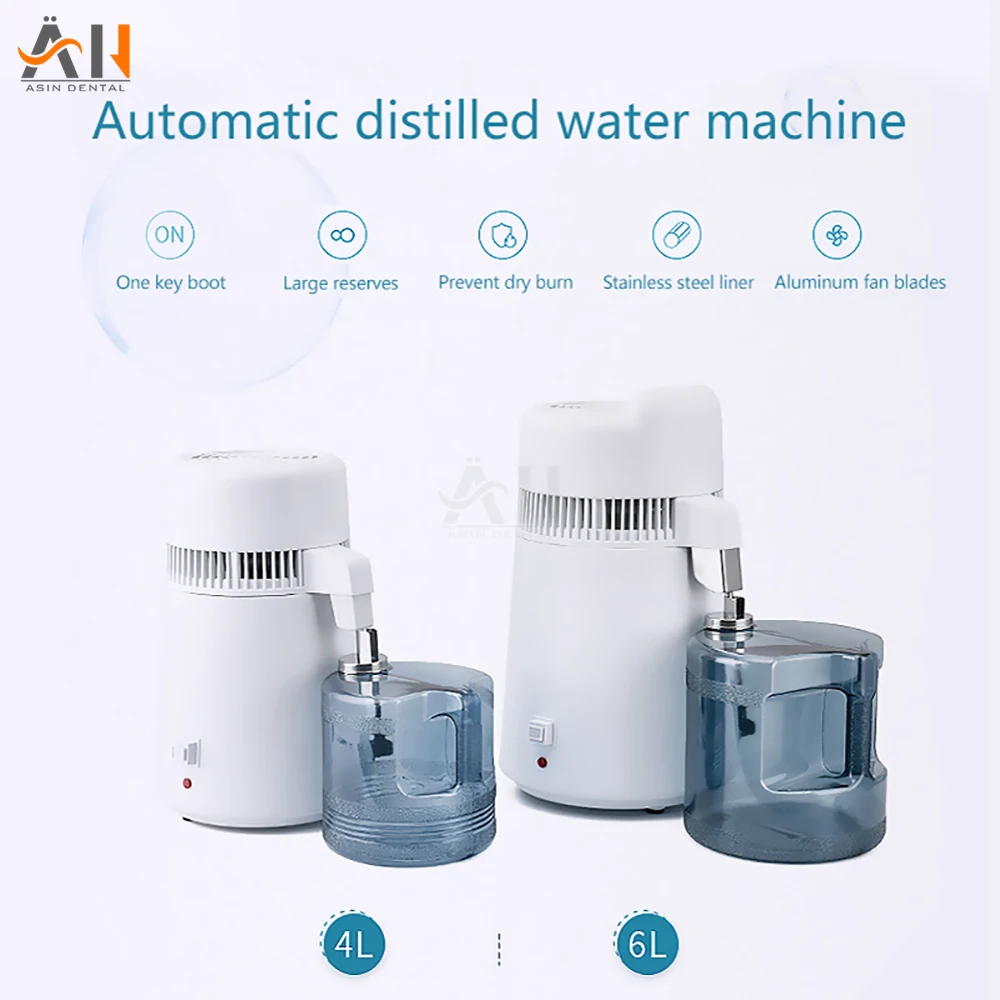 110V 220V Pure Water Distiller 4L/6L Dental Distilled Water Machine Filter Stainless Steel Electric Distillation Purifie