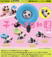cute animal model capsule toys panda kindergarten cubs and tyre bed q version action figure model ornament toys