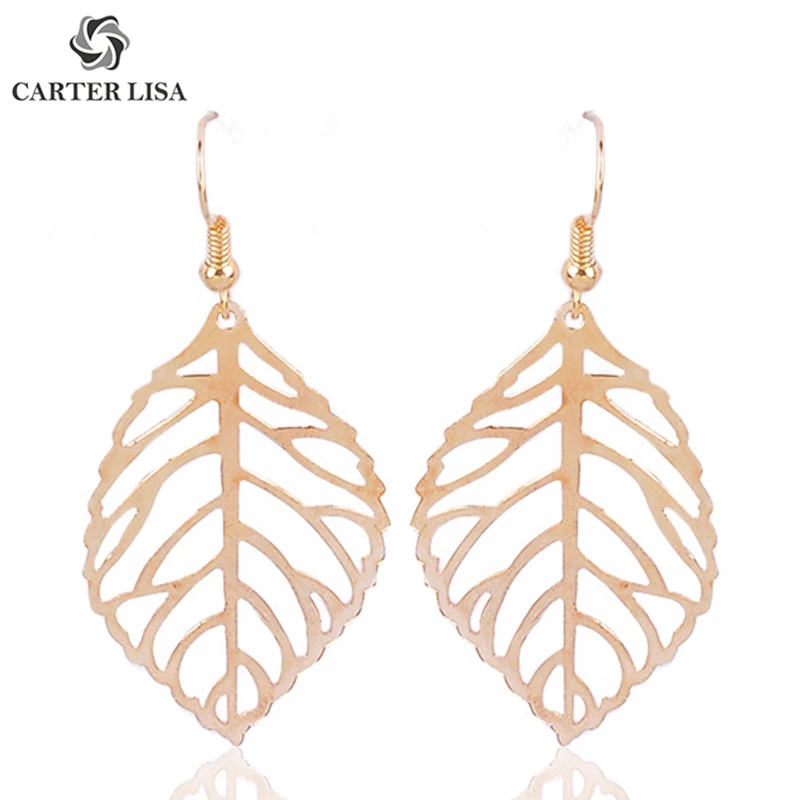 Женские серьги подвески CARTER LISA с золотыми и серебряными листьями модные