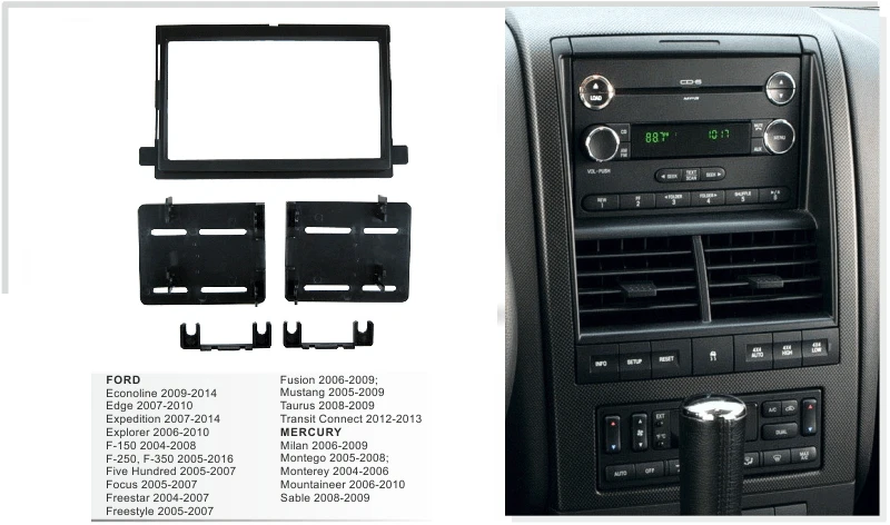 Автомобильный Facia для Ford Fusion Explorer F-150 F-250 Focus Mustang Transit Edge Radio DVD Panel Dash Kit Trim Fascia Plate Bezel