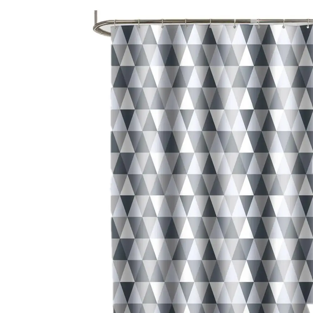 

Waterproof Shower Curtain Set with 12 Hooks PEVA Triangle Bathroom Curtains Polyester Fabric Bath Mildew Proof for Home Decor