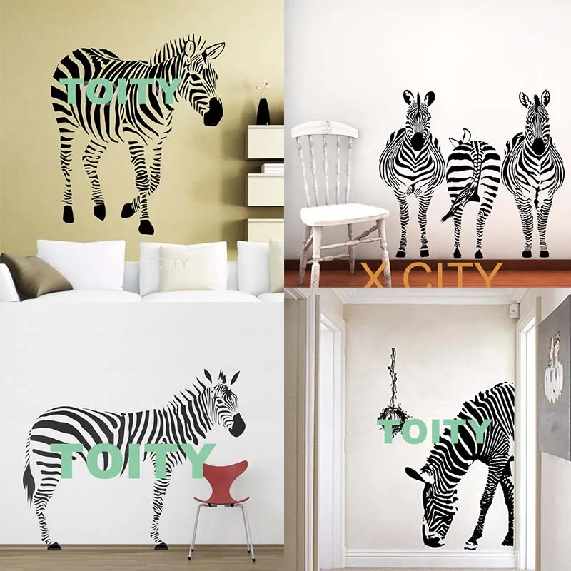 Zebra Animals Jungle Safari African Vinyl Wall Decal Art Children Decor Sticker Home Bedroom Stencil Mural