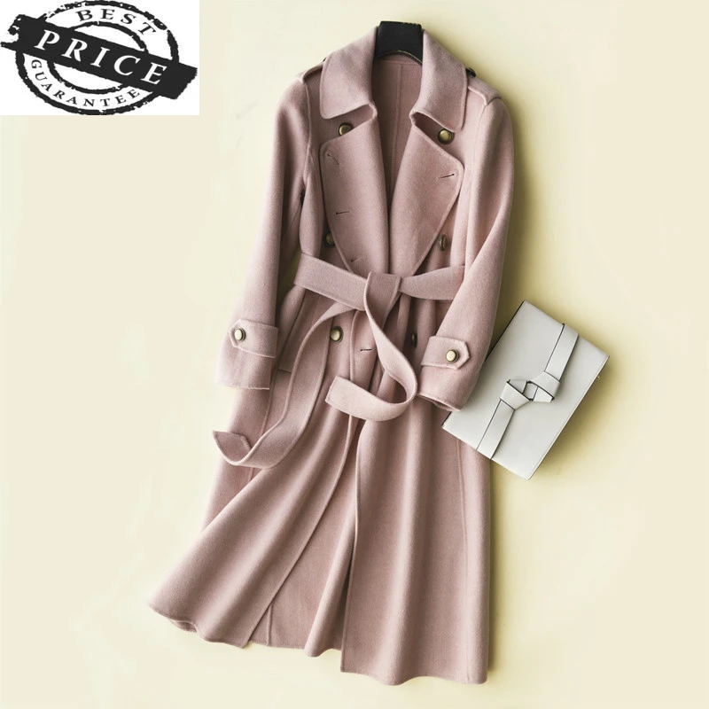 

Women Clothes 2021 Cashmere Coat 100% Wool Coats Female Sided Woolen Jackets Double Breasted Spring Warm Overcoat LWL1502
