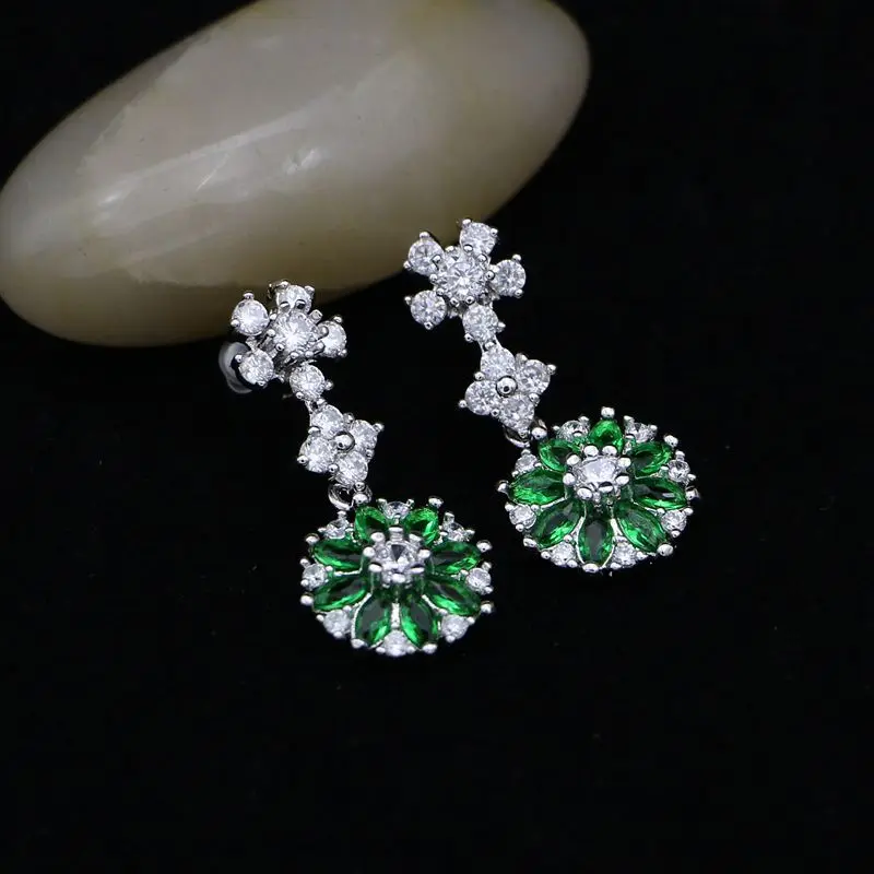 Элегантные ювелирные изделия из стерлингового серебра 925 пробы зеленые