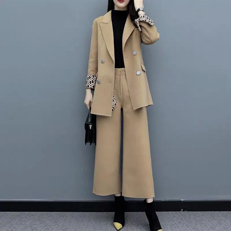 Женский костюм модный элегантный для офиса Блейзер куртка шерстяное пальто