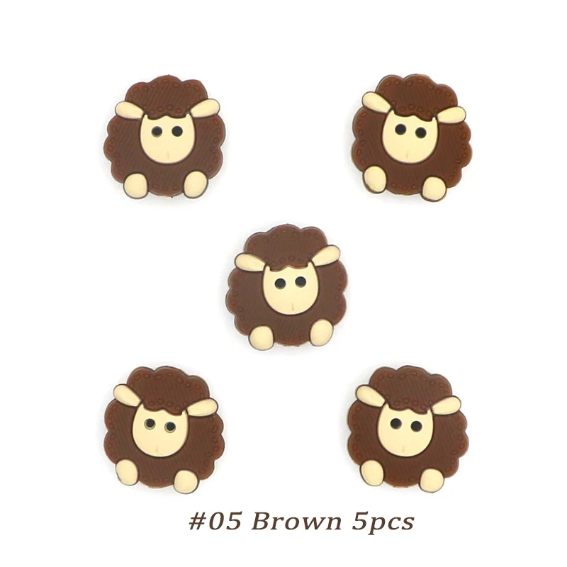 Brown 5pcs Kovict, 5/10 шт., 23 мм, милые мини-силиконовые бусины в виде овечки, Детские Прорезыватели в виде животных, Детские Прорезыватели для зубов, бусинки для самостоятельного изготовления ожерелья, аксессуары, игрушки - Цвет: Brown 5pcs