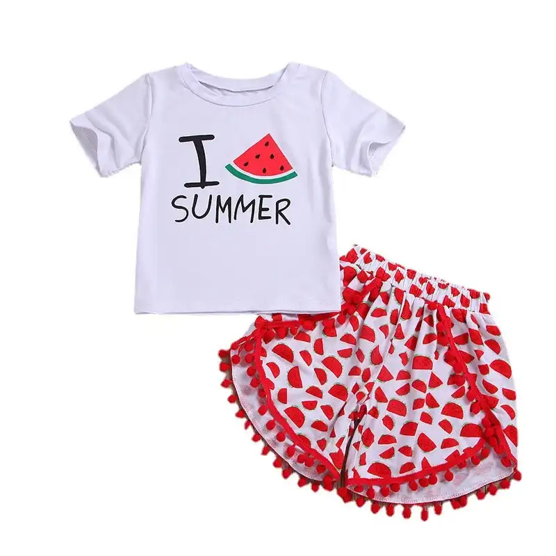 

Лидер продаж, летний модный детский комплект из 2 предметов для маленьких девочек с милым принтом арбуза