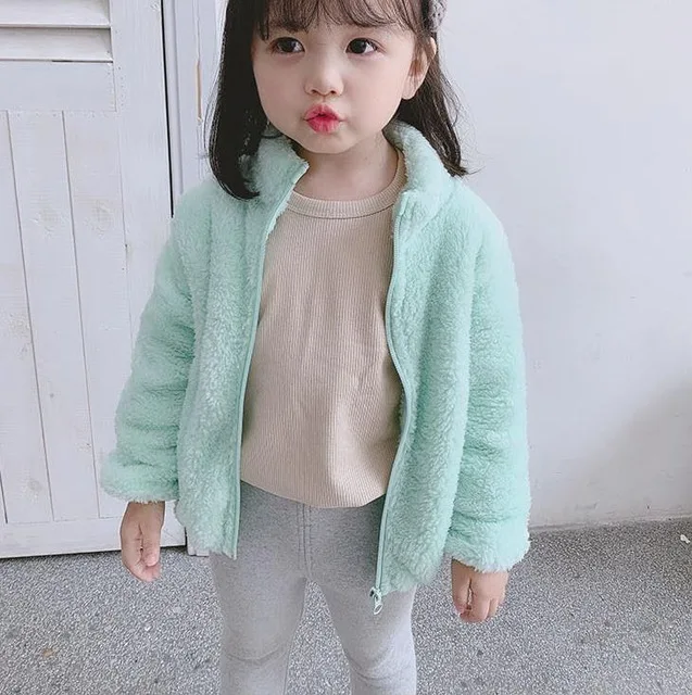 2019 New Fashion Baby Boy Girl Coat Winter Autumn Warm Solid Zipper Double-sided Wool Cloth With Soft Nap Cute Fall | Детская одежда и