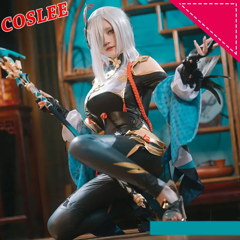 

COSLEE Genshin Impact Shenhe Cosplay Costume Cloud Retainer Game Suit Shen He Women Halloween Party Role Play Outfit 2021 NEW