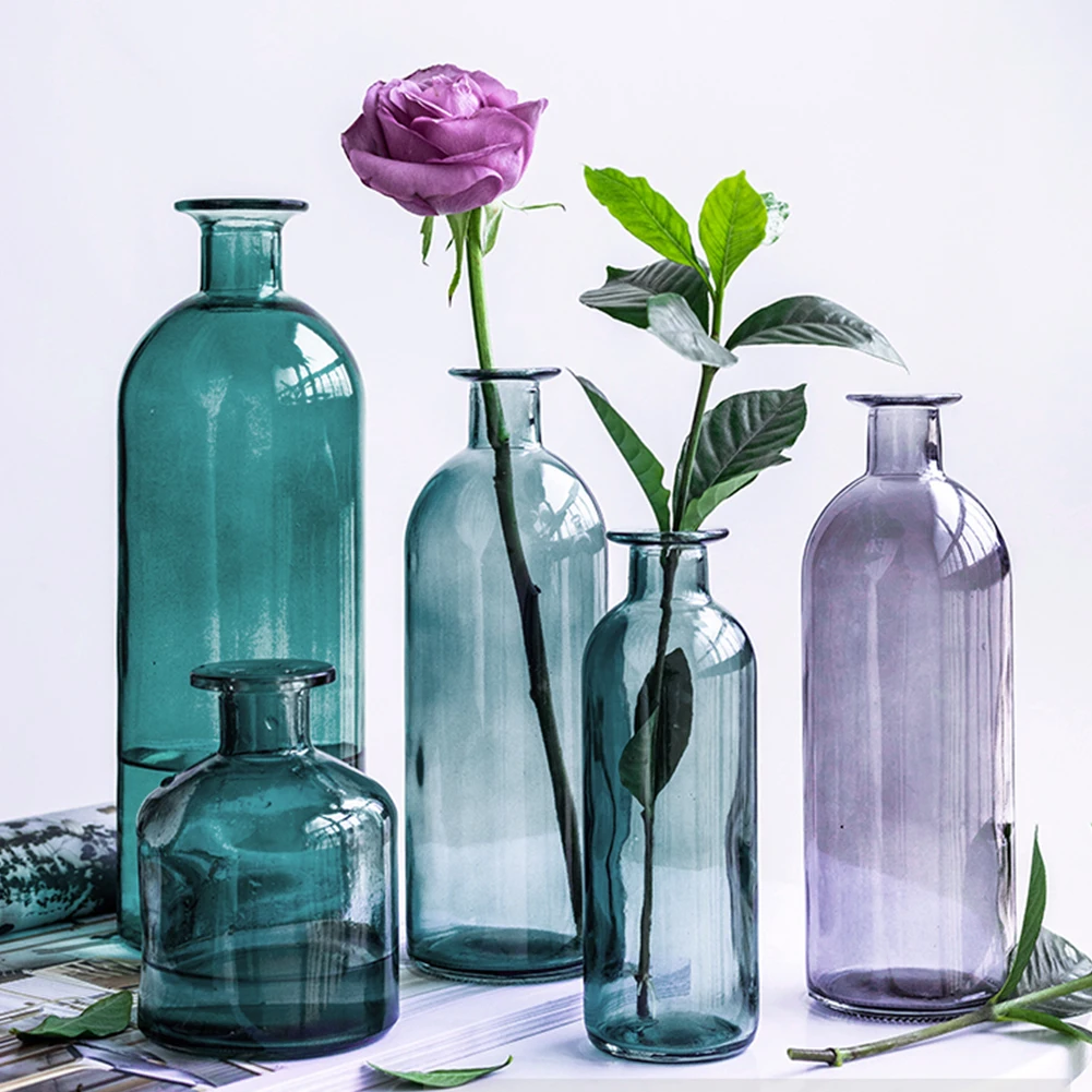 

Glass Vase Living Room Dried Flowers Nordic Ins Style Glass Transparent Dill Home Decoration Accessories Flower Vases For Homes