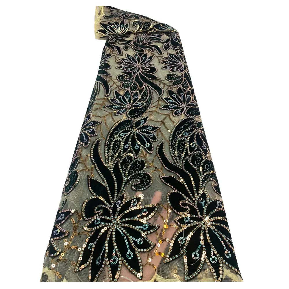 

SJ с кружевом Лидер продаж в африканском стиле кружево ткань 2021 высокое качество кружева бaрхaтныe лeггинсы нигерийское кружево ткань для сва...