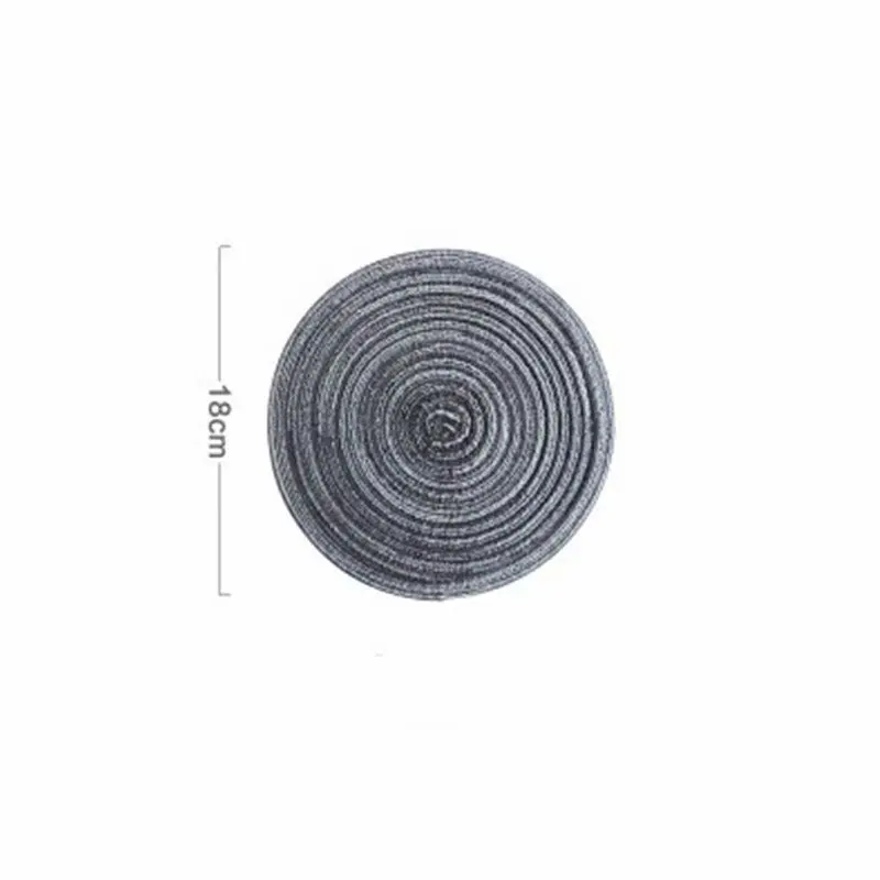 Dark gray 18cm Круглый дизайн, стол, рами, изоляционная подкладка, твердые салфетки, лен, нескользящий Настольный коврик для кухни, принадлежности, украшение для дома, коврик Coaste - Цвет: Dark gray 18cm