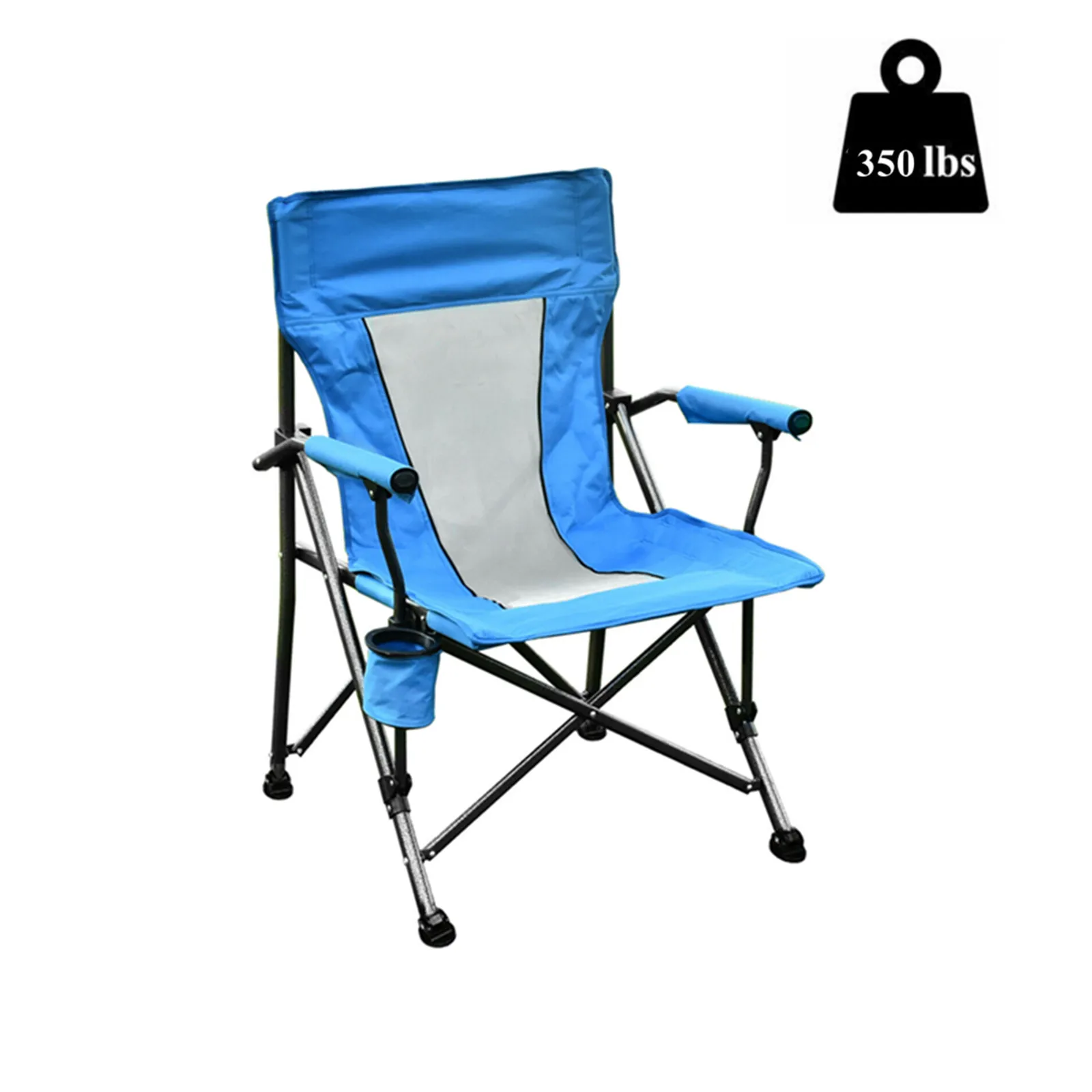 저렴한 휴대용 접이식 의자 600D PVC 캠핑 의자 강철 프레임 하중 지지 350 Lbs 컵 홀더 및 쿠션 강화 [미국 재고]