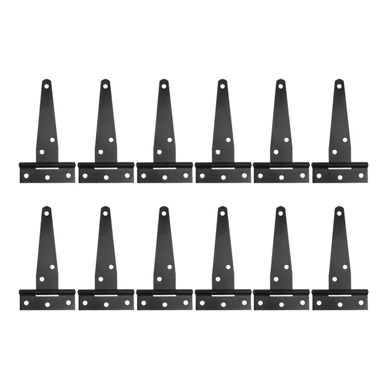 

Black T-Shaped Belt Hinge Shed Door T-Shaped Door Hinge Rust-Proof Barn Door Hinge 4 Inches 12 Pieces