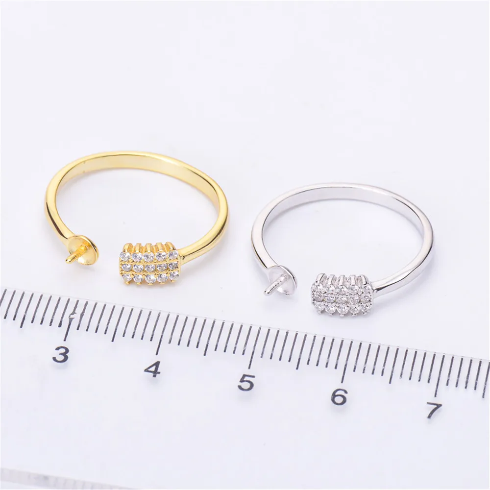 

Pearl Ring Settings, Fashionable Ring Findings, Adjustable Size 925 Silver Ring Jewelry DIY Making No Pearl