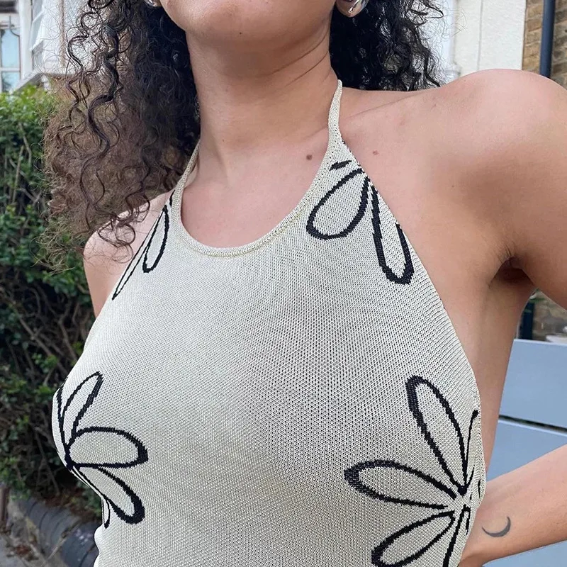 

A new line of summer dresses with a neck and backless print