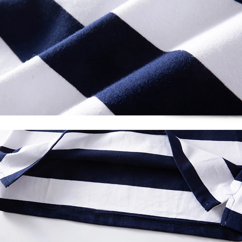 Футболка мужская хлопковая в полоску свободного покроя большого размера |