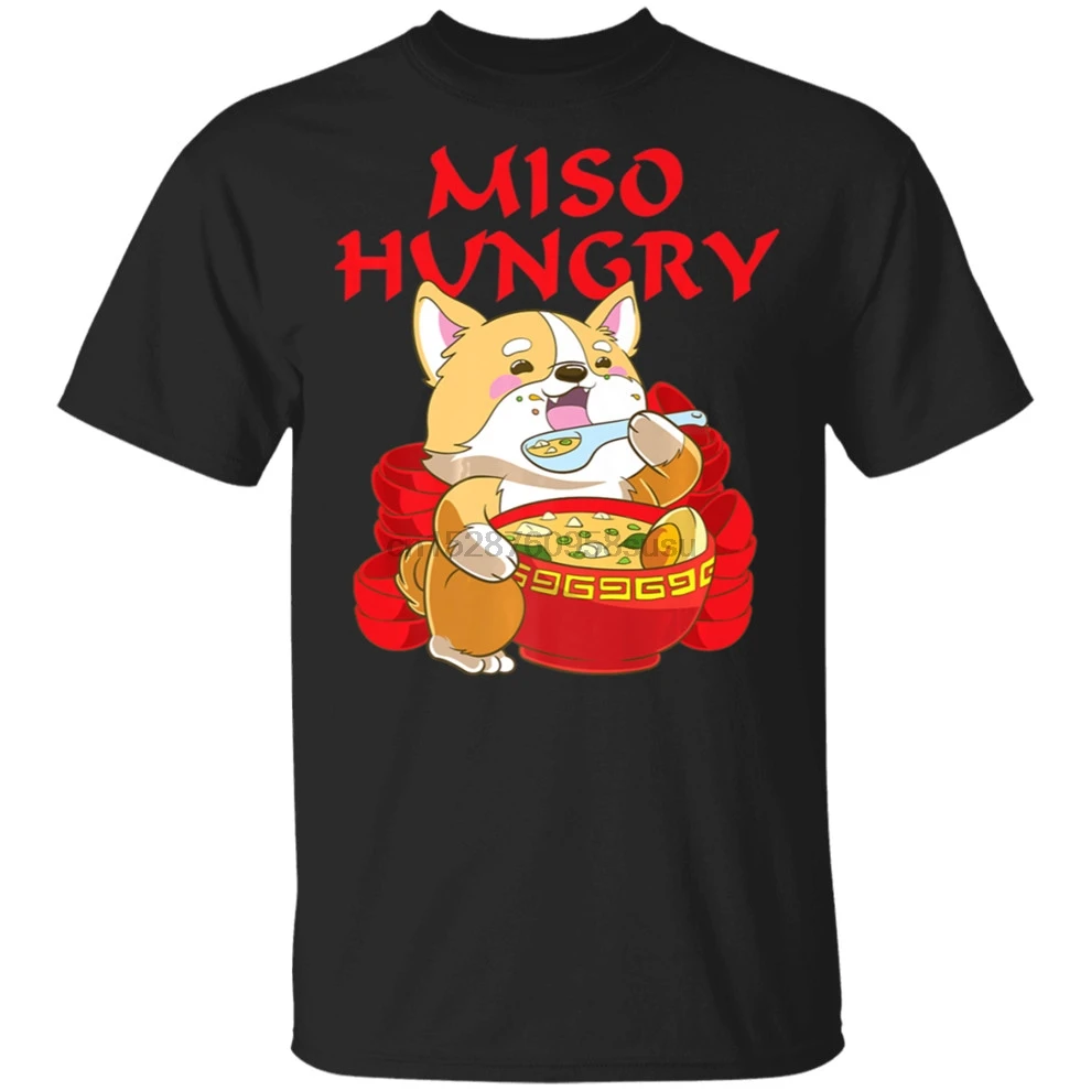 Милые японские Шиба ину собака мисо суп премиум черная футболка m-xxxl унисекс для