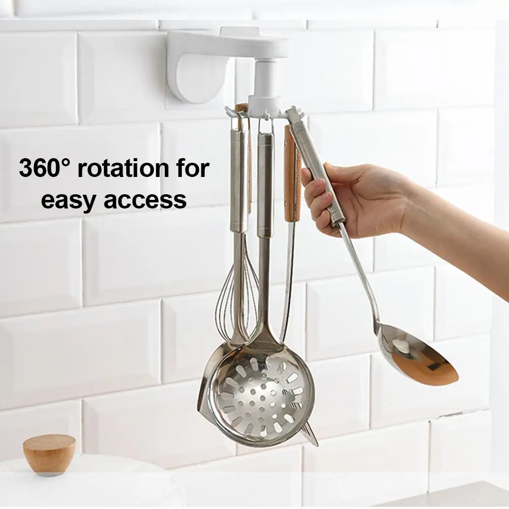 

360 Degree Rotatable Kitchen Hook Multifunctional Drill-free Storage Rack For Kitchen
