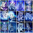 Алмазная 5d Вышивка HUACAN, мозаика с тигром в стиле Фэнтези, полноразмернаякруглая картина с животными, домашний декор