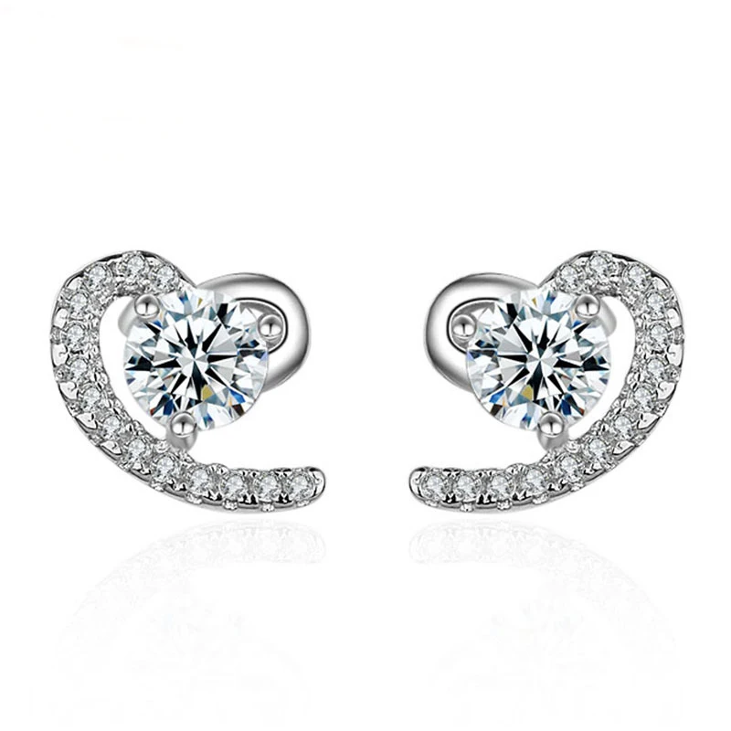 Женские серьги гвоздики из серебра 925 пробы с фианитом|Серьги-гвоздики| |