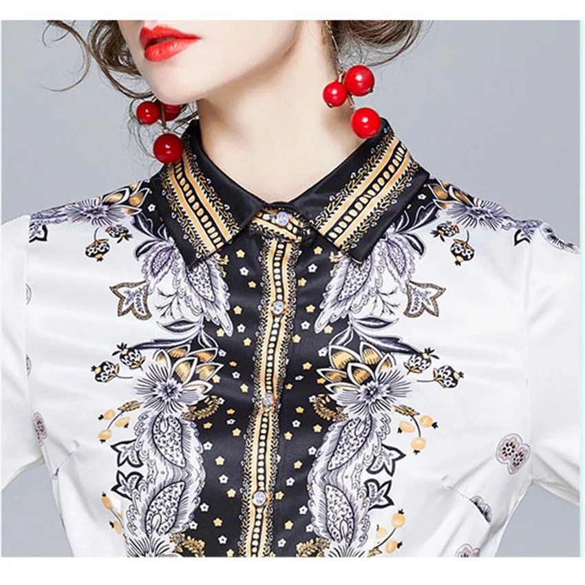 

Women Fall Dress 2020 High Quality Fashion Print Vintage Dress Runway Designer Casual Shirt Dresses Vestidos