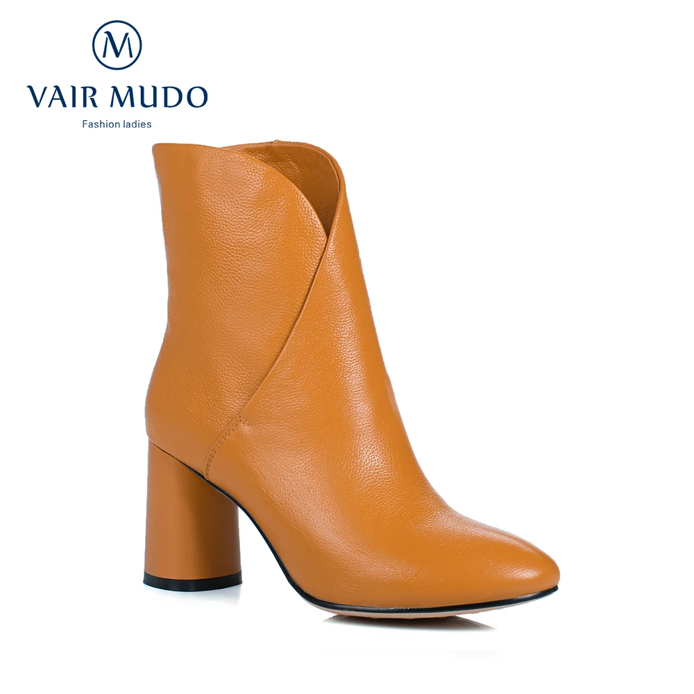 

VAIR MUDO 2020 Fashion Autumn Winter Women’s Ankle Boots Shoes Ladies Thick Heel Fashion Genuine Leather High Heel Boots DX97