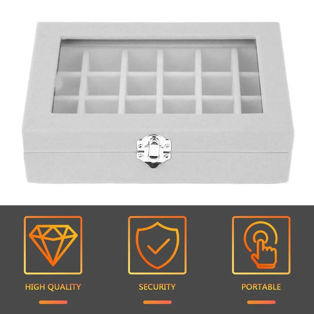 24 слота бархатный Настольный держатель для ювелирных изделий коробка хранения