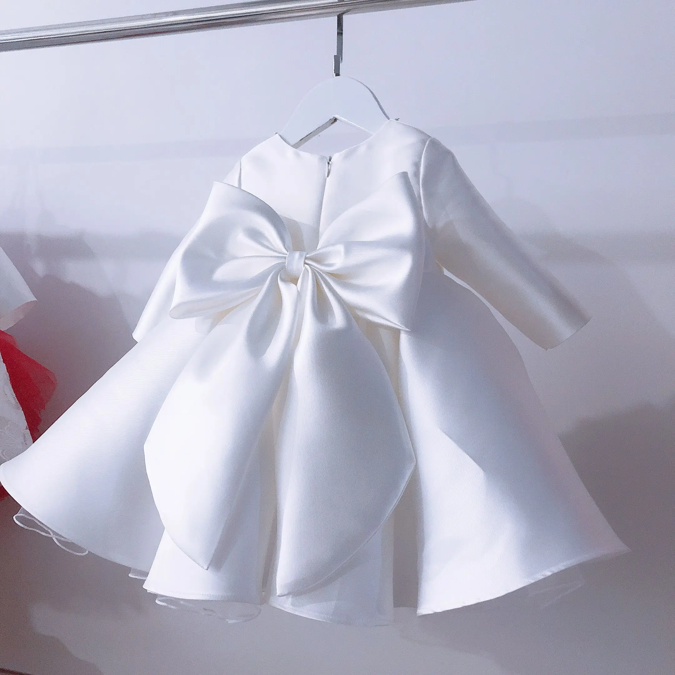 Белое кружевное платье для девочек рождественское с длинными рукавами свадебное