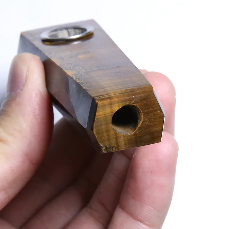 Натуральный камень тигровый глаз оригинальная полированная трубка шестигранная