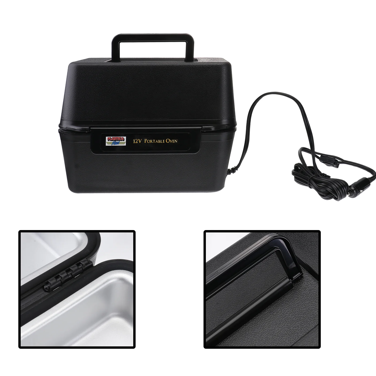 

12V Stainless Steel Portable Stove 180W Heated Electric Camping Cookware for Picnic Outdoor Home (Black)
