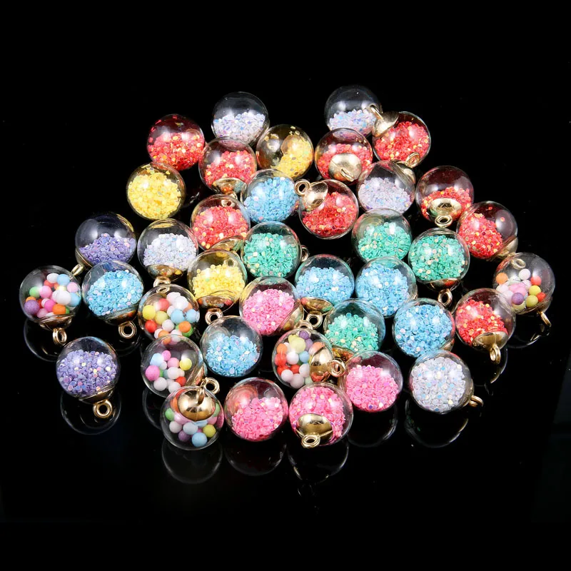 Красочные Подвески со стеклянным шариком Пластиковые Блестки Серьги-Подвески