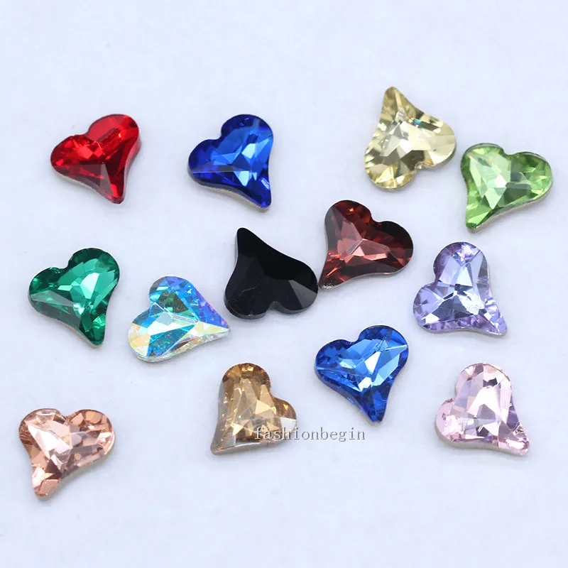 20 шт./лот 8 мм в форме сердца с загнутыми задними кристаллами граненые стеклянные