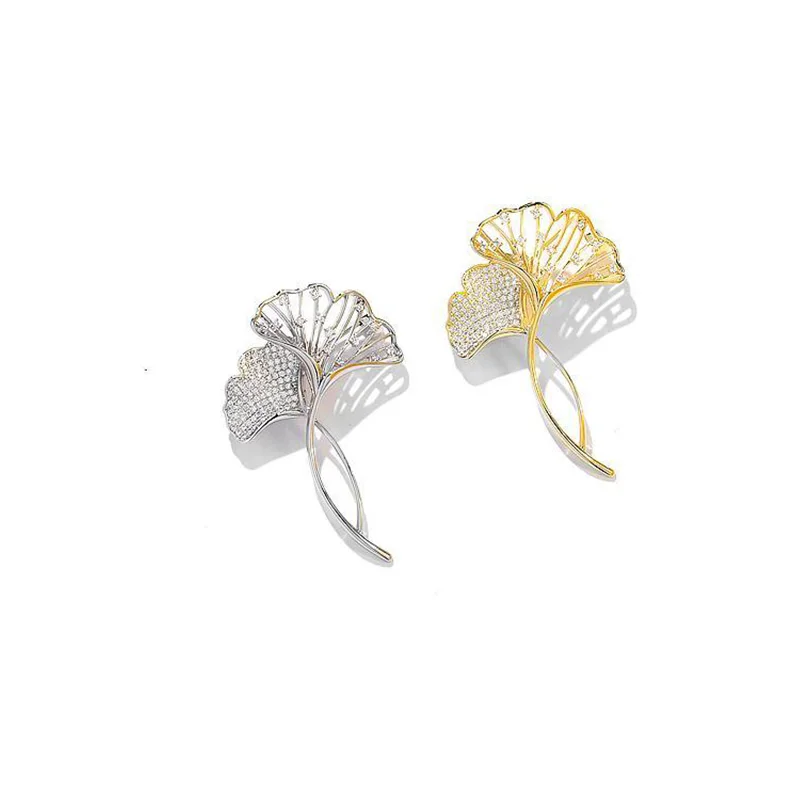 

Party Date Ladies Double Gingko Leaf Corsage Small Perfume Brooch Suit Birthday Gift Pin Dress Accessories