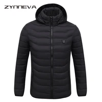 zynneva 2020 winter warm heating jackets men women smart thermostat pure color hooded heated clothing skiing hiking coats gk6104