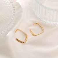 14k gold metal hoop earrings geometric high end 925 silver needle dangle stud earring pierced light luxury unusual party jewelry