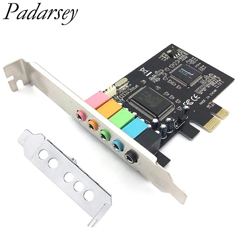 Звуковая карта Padarsey PCIe 5 1 внутренняя для ПК Windows 7 3D стерео PCI-e аудио CMI8738 чип 32/64 бит