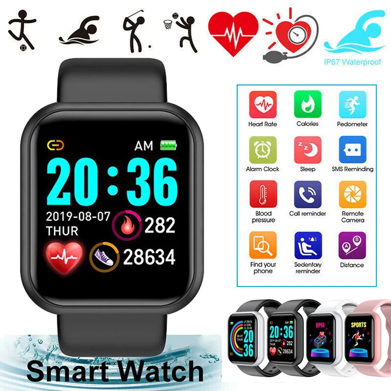 

Smart for Men Women Kids Heart Rate Health Monitoring Blood Pressure Sports Tracker Multi-functional Digital Electronic Watch