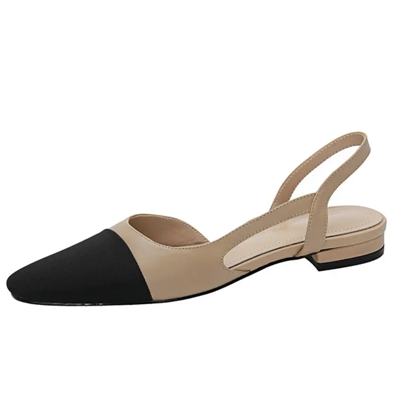 

Pointed Toe Shoes Woman Low Heels Mixed Colors Genuine Leather Pointed Toe Thick Heels Sandals Working Office Lady Women Shoes