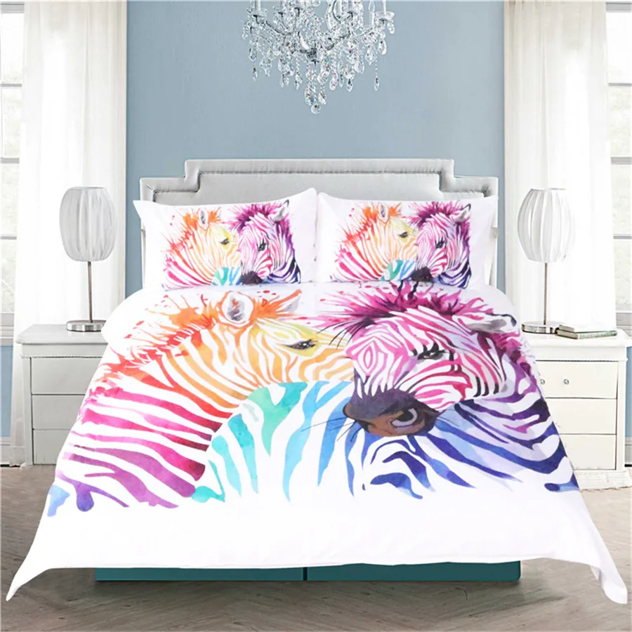 water art zebra  duvet cover set single twin double queen king super king size bed linen set