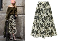 floral chiffon pleated skirt mid length printed summer casual bg swing skirt fashion wild a line skirt