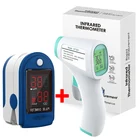 Бесконтактный термометр для фронтальной съемки, Мгновенное измерение, светодиодный дисплей, функция памяти, автоматическое отключение пальца, Пульсоксиметр