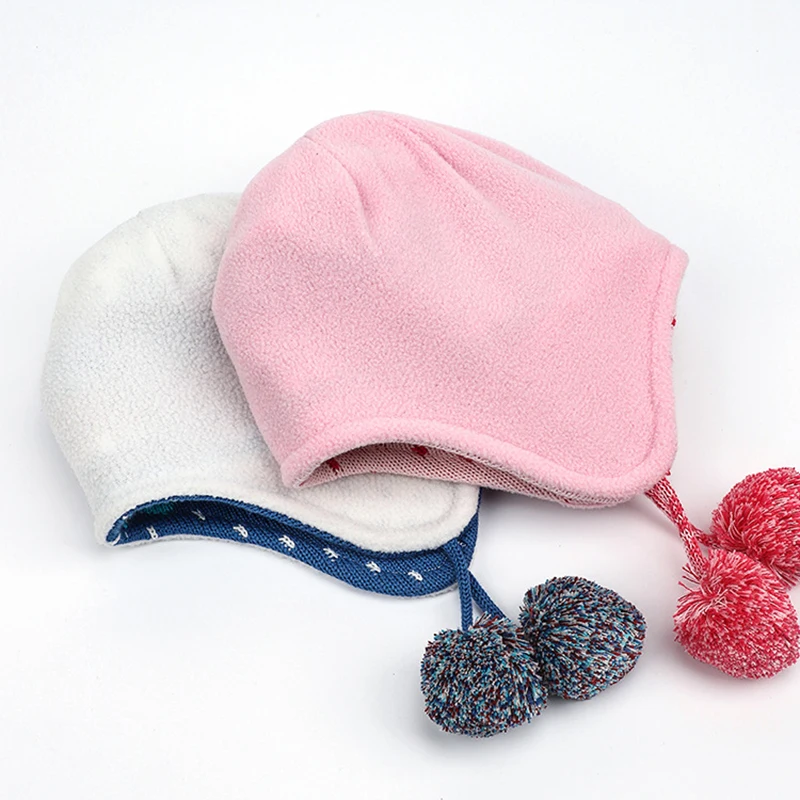 Зимняя шапка ушанка из флиса для мальчиков и девочек вязаная шапочка осенняя