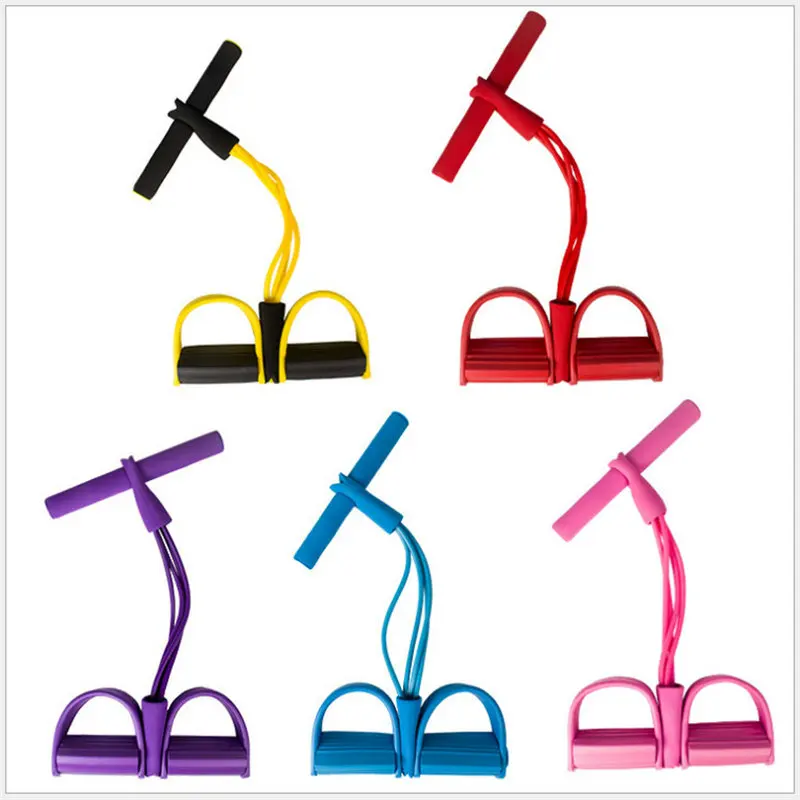 

Tension Rope 4 Tube Puller Pedal Ankle Abdominal Exerciser Fitness Elastic Sit Up Pull Rope Home Gym Sport Training Equipment