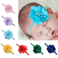 1 pcs pearl flower hairband for baby girls toddlers kids soft flower headband newborn elastic handmade solid color headwear