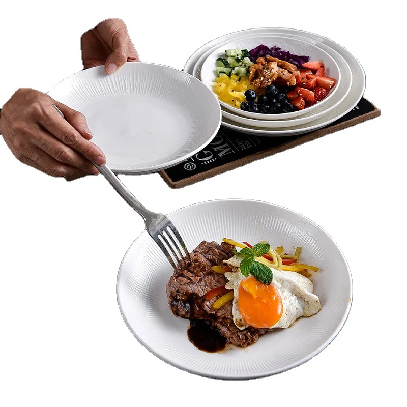 Белая керамическая глубокая тарелка для спагетти бытовая Большая Западная