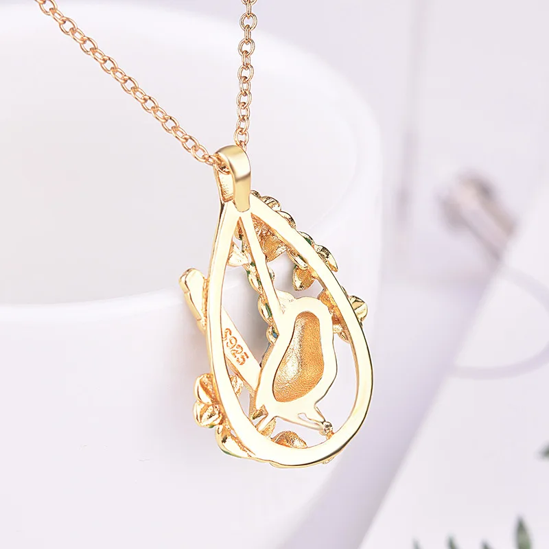 Foydjew Новое креативное эмалированное ожерелье с подвесками в виде птиц и цветов